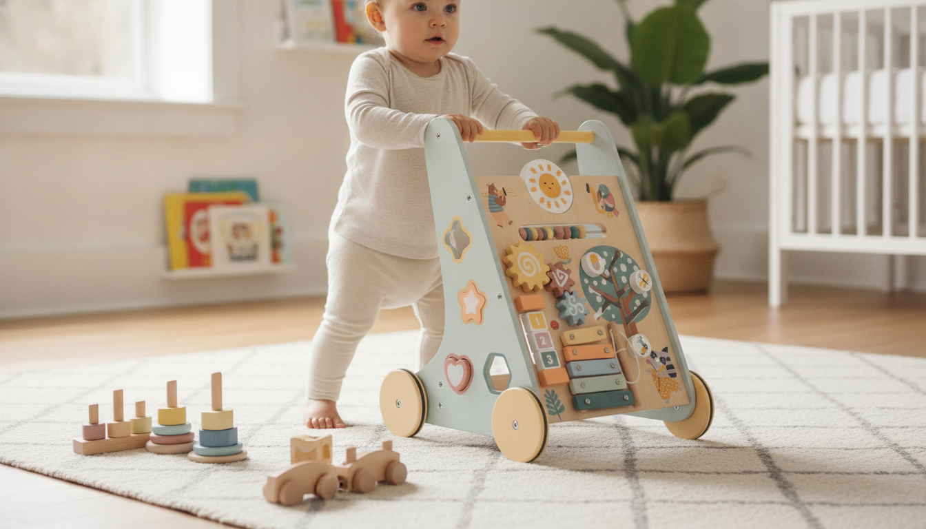 Wooden Montessori Walker With Wheels: Safe First Steps