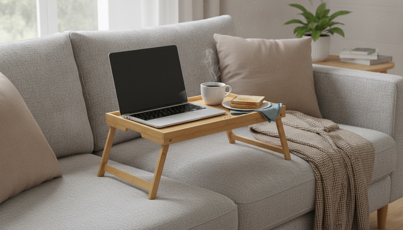 Bamboo Folding Breakfast Tray: Sofa & Bed Laptop Desk