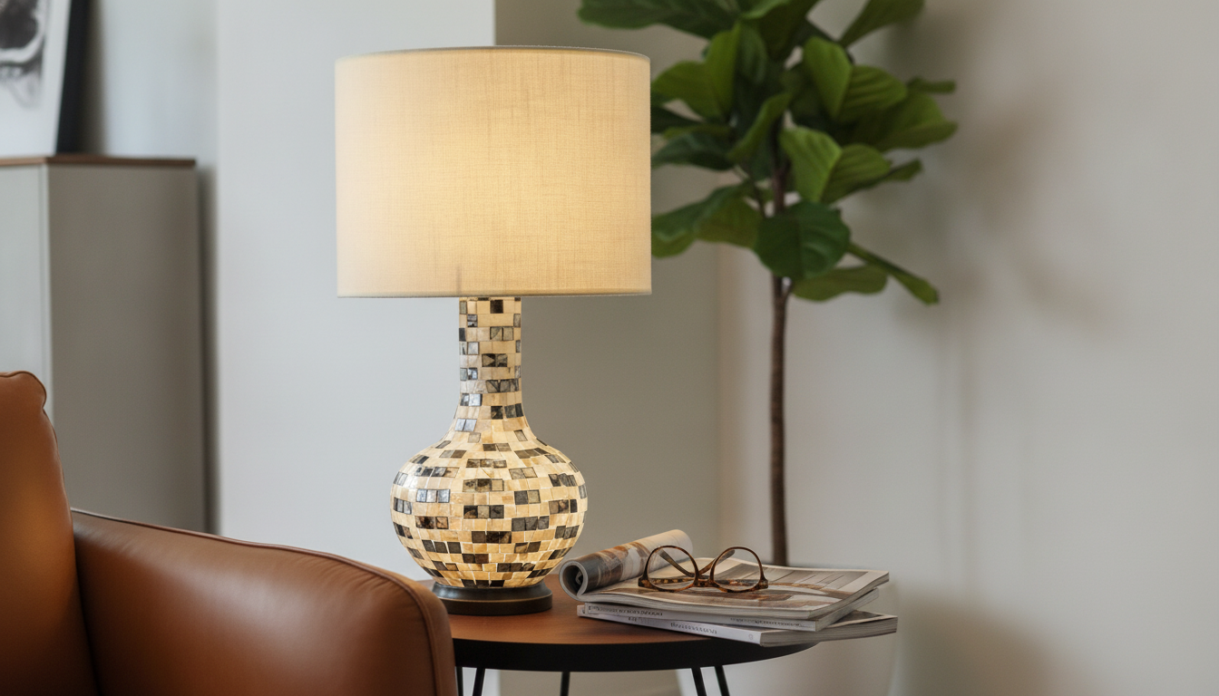 Handmade Mosaic LED Desk Lamp: Romantic Art Deco Glow