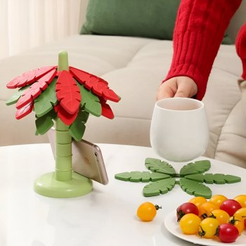 Tree Silicone Trivet Coaster Set for Hot Pots & Dishes